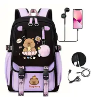 School Backpack for Kids Teenager Kawaii Capybara Schoolbag Girls Boys Children Backpack Teenager Bagpack Usb Charging Bookbag 1