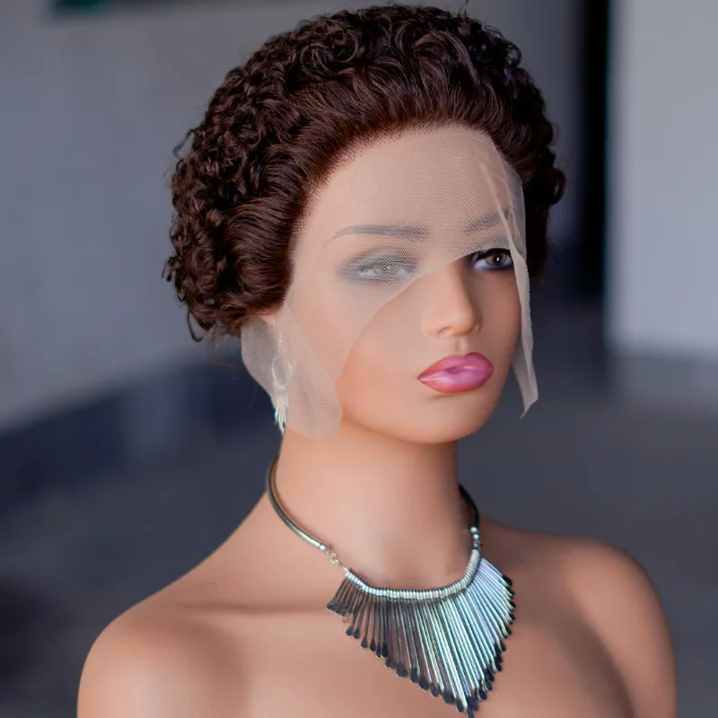 Human hair wig lace front wig human hair wigs front lace wig Color 613 Short Curly Wig For Black Women 13x1 Pixie Cut Curly Lace Frontal Explosive Wigs Brazilian Virgin Remy Human Hair Wig