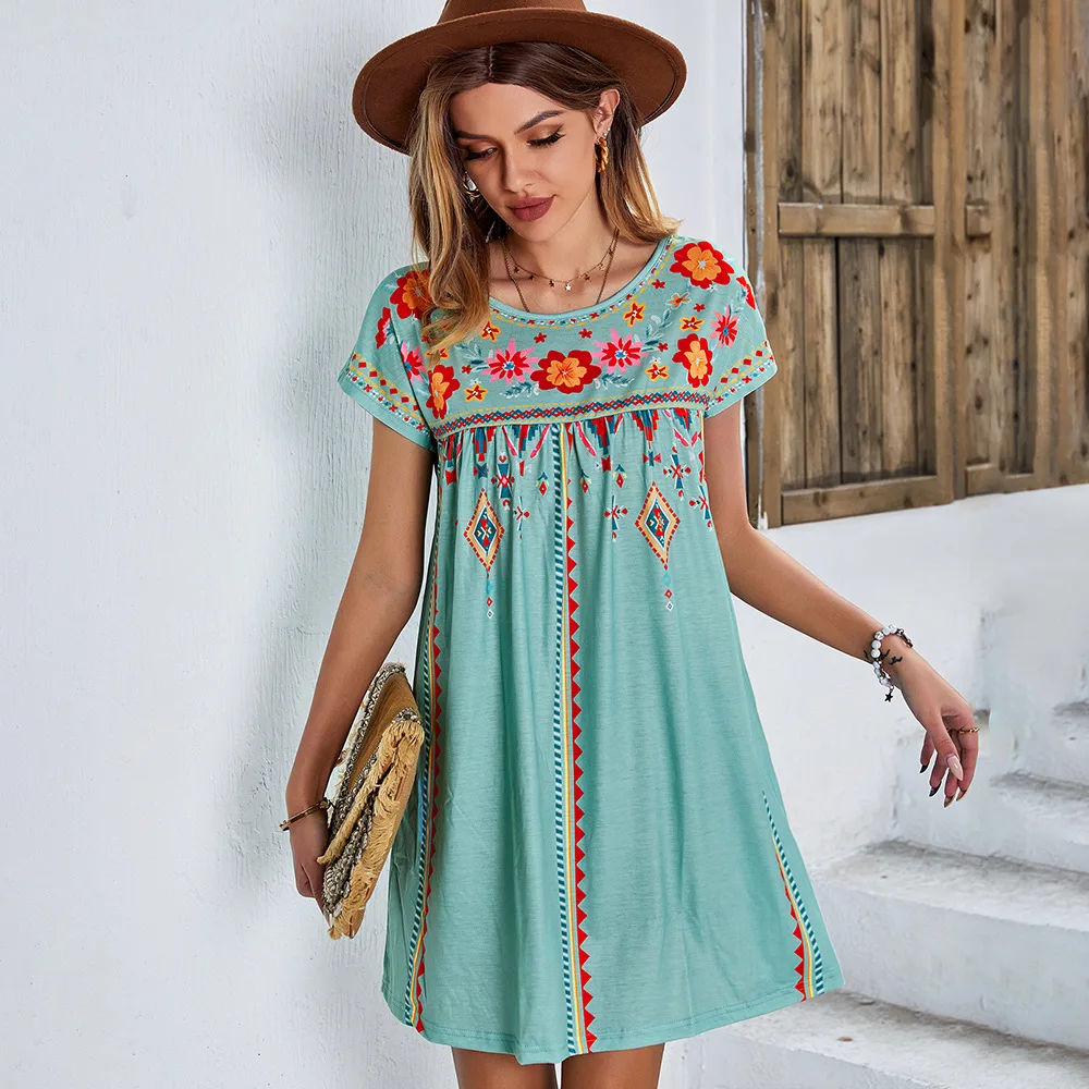 

Summer New Fashion Boho Dress Female Casual Bohemian Dress Women's Clothes Free Shipping