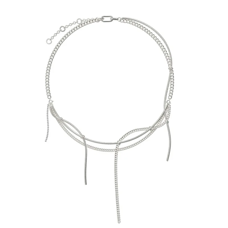 

LONDANY necklace Autumn and Winter New Chain Knot Tassel Short Necklace Women's Ins Fashion Design Neckchain Choker Collar Chain