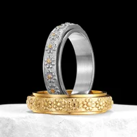 Simple Daisy Fidget Spinner Stainless Steel Men Rings Punk New In For Male Women Fashion Jewelry Creativity Gift Wholesale 1