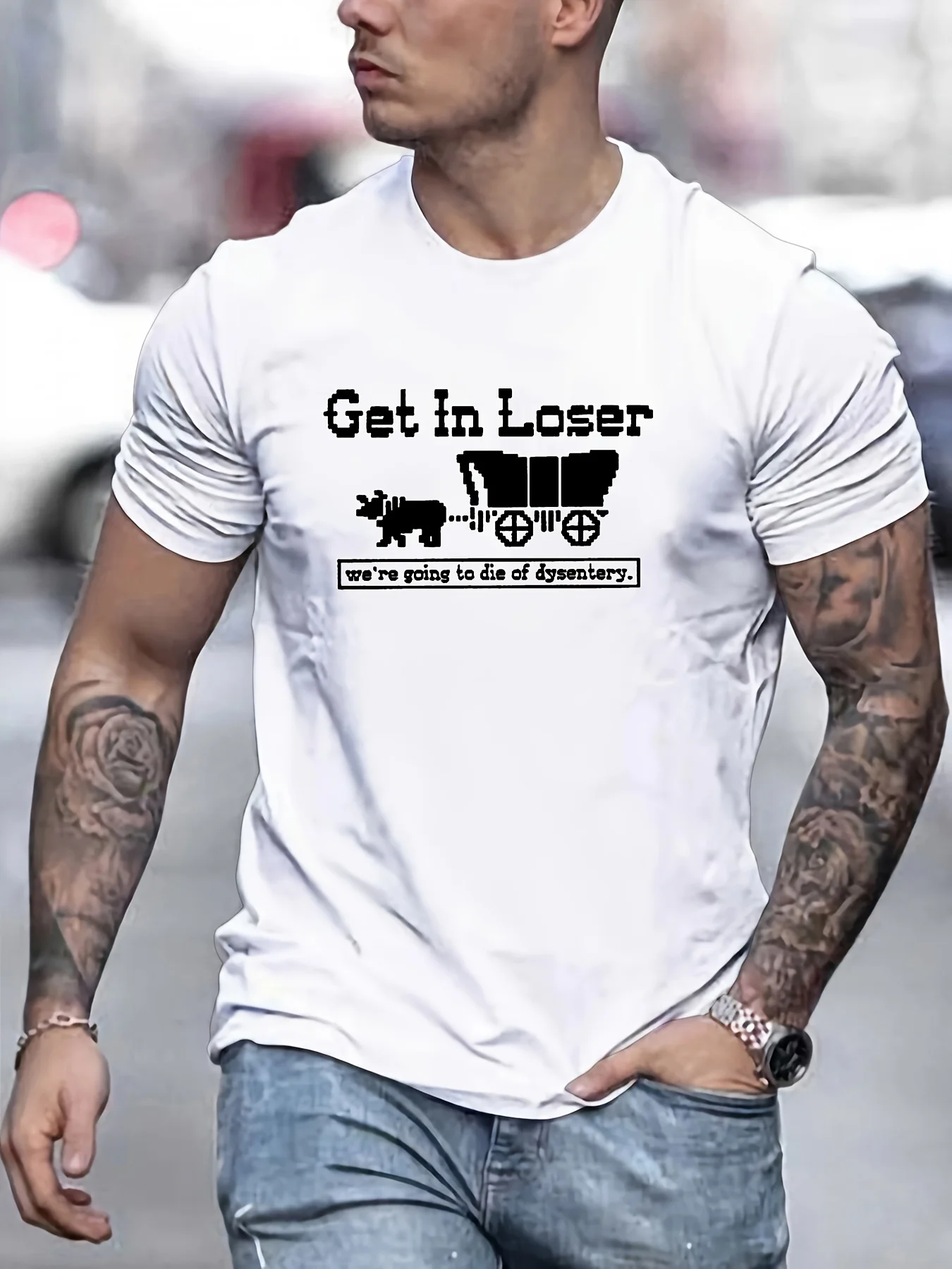 Get In Loser... T-Shirt mit Aufdruck, T-Shirts für Männer, lässiges Kurzarm-T-Shirt für den Sommer