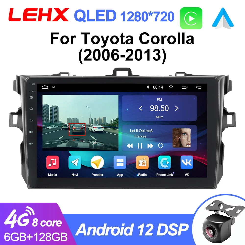 Car Multimedia Player Car Radio LEHX Pro 8 Core 2Din android 12 Car Radio Multimedia Video Player For Toyota Corolla E140 150 2006-2013 Autoradio Carplay gps