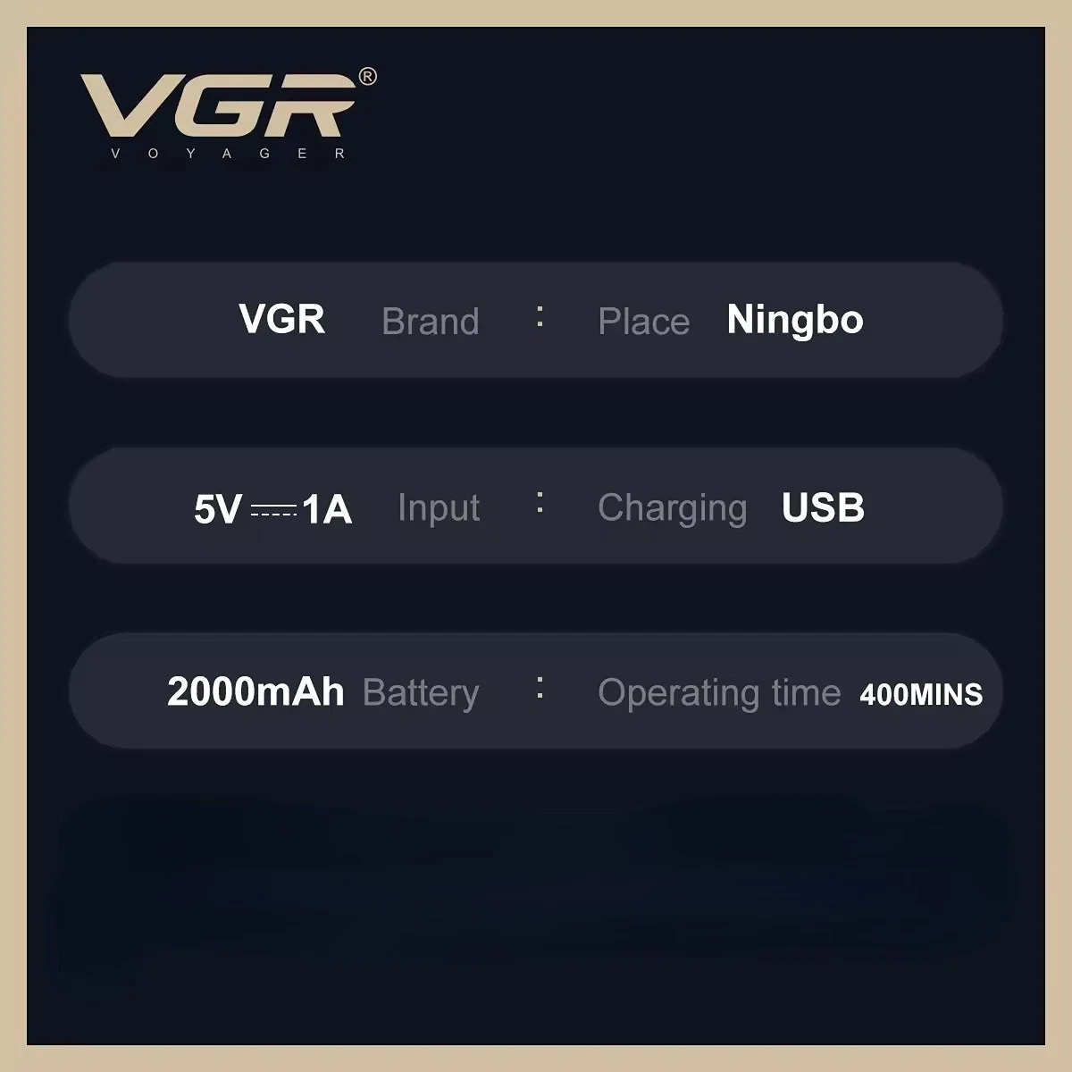 VGR Hair Clipper Professional Trimmer Rechargeable Barber Clippers Electric Trimmer Digital Display Men's Hair Clipper V-991