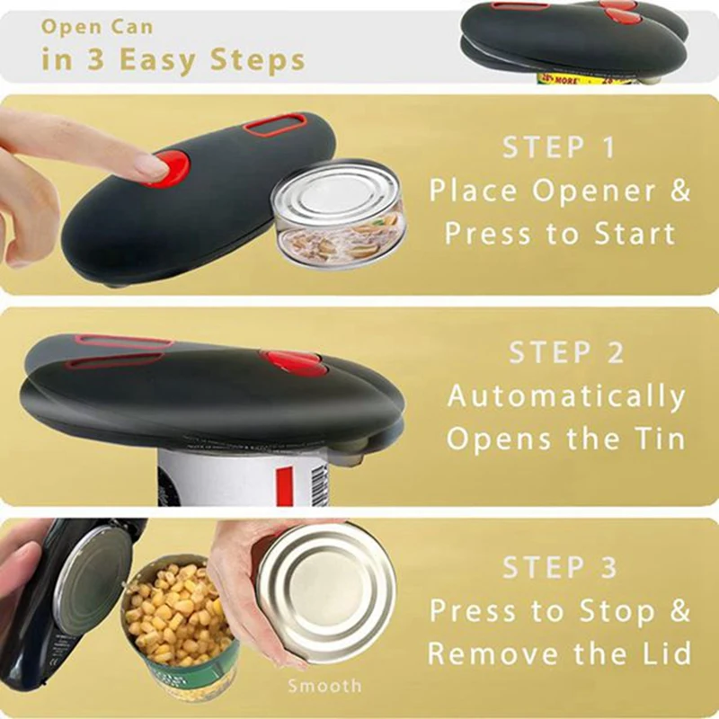 Electric Can Opener, One-Press Kitchen Tool with the Safety of Smooth Edge  Lids for Housewives, Seniors, Arthritis - AliExpress