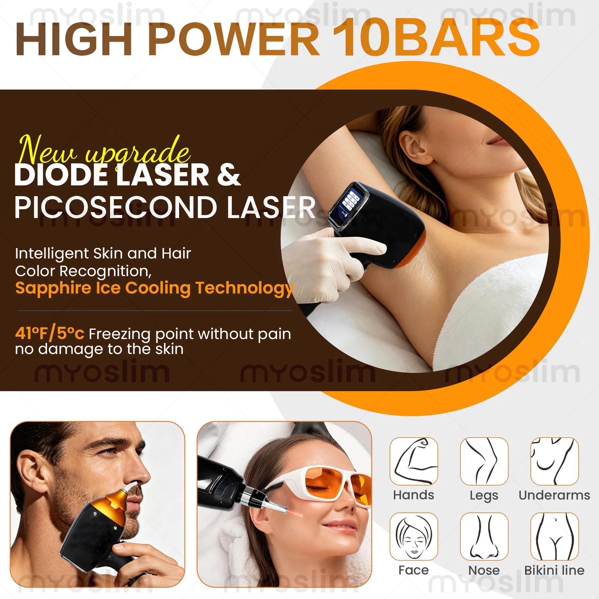 New FAC Diode Laser Ice Hair 5000w Soprano 2in1 Q Switch ND YAG Picosecond Tattoo Removal Pigment Chloasma 755/808/940/1064 3