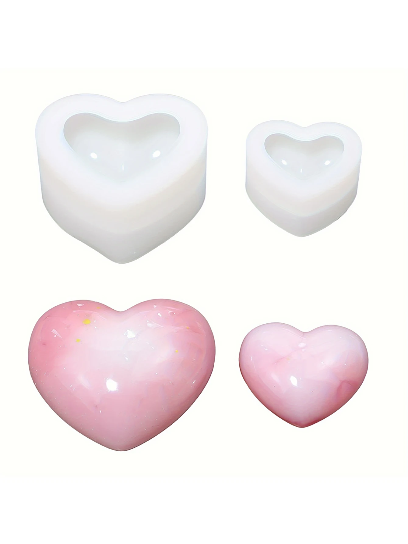 1/2PCS 3D size love mirror silicone mold, handmade diy crystal drop glue heart-shaped aromatherapy plaster handmade soap mold