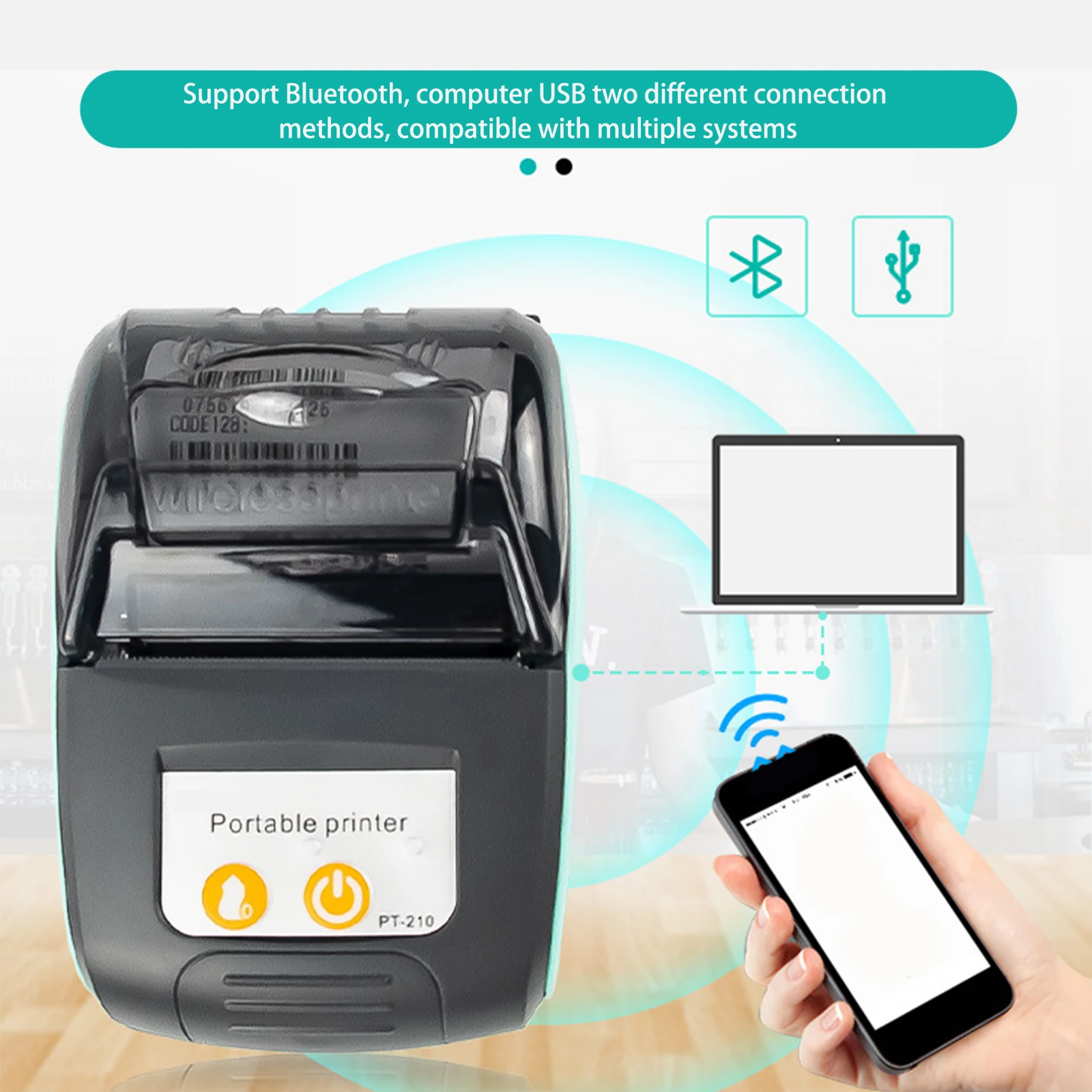 

Portable Mini 58mm Bluetooth Wireless Thermal Receipt Ticket Printer Mobile Phone Android POS PC Pocket Shop Printer for Store