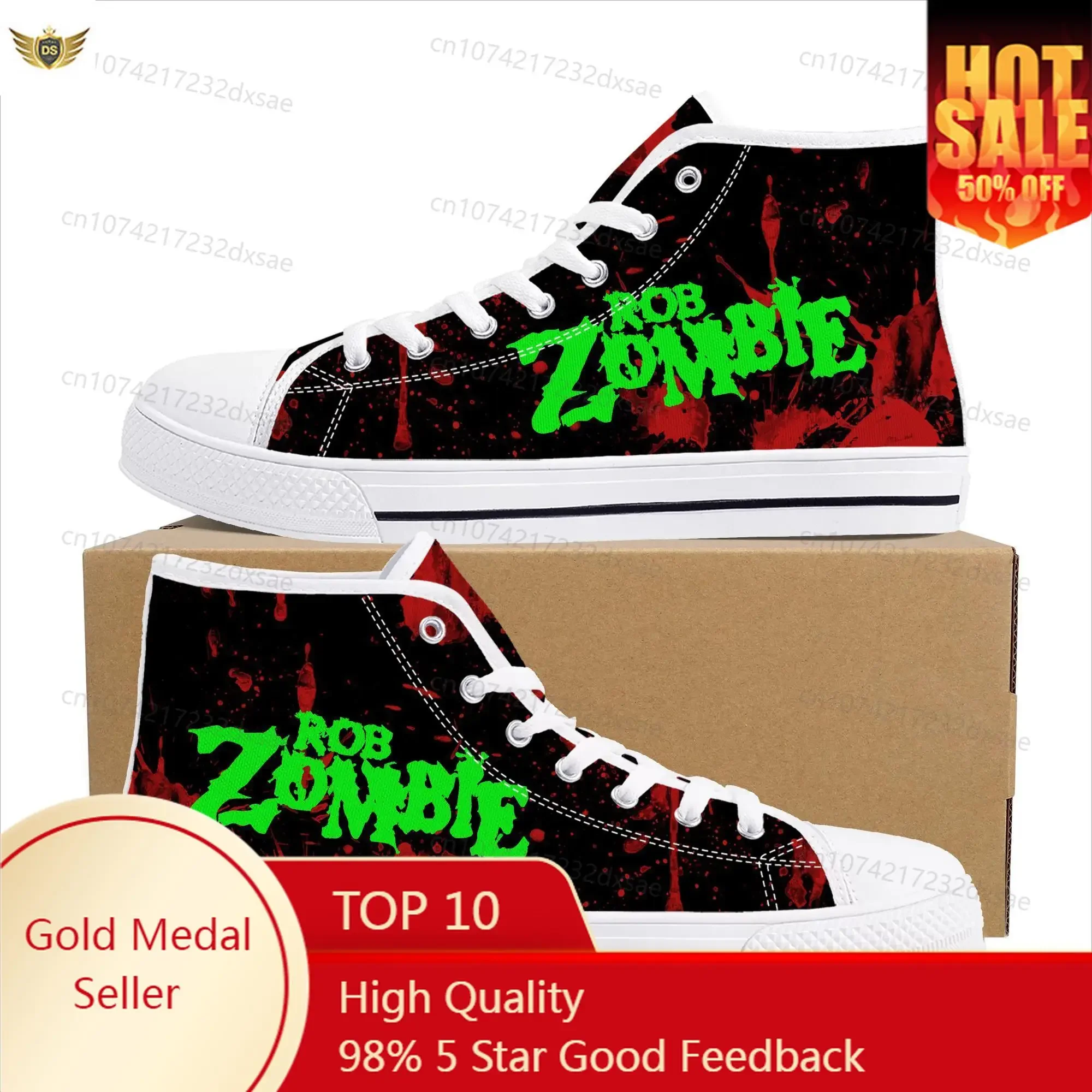 

Rob Zombie Rock Singer High Top High Quality Sneakers Men Women Teenager Children Canvas Sneaker Casual Couple Shoes Custom Shoe