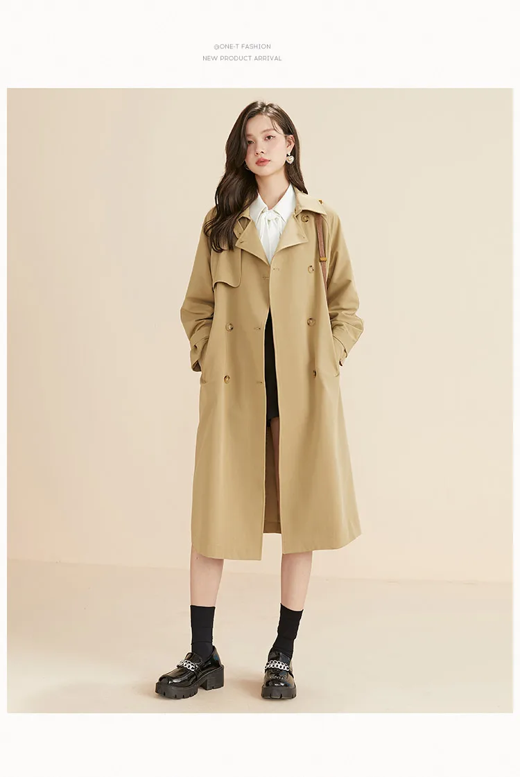 white puffer coat 2022 New Spring Autumn Women Trench Coat Double-breasted Lace-up Trench Coat Temperament Women Mid-length Windbreaker Slim Coat long bubble coat