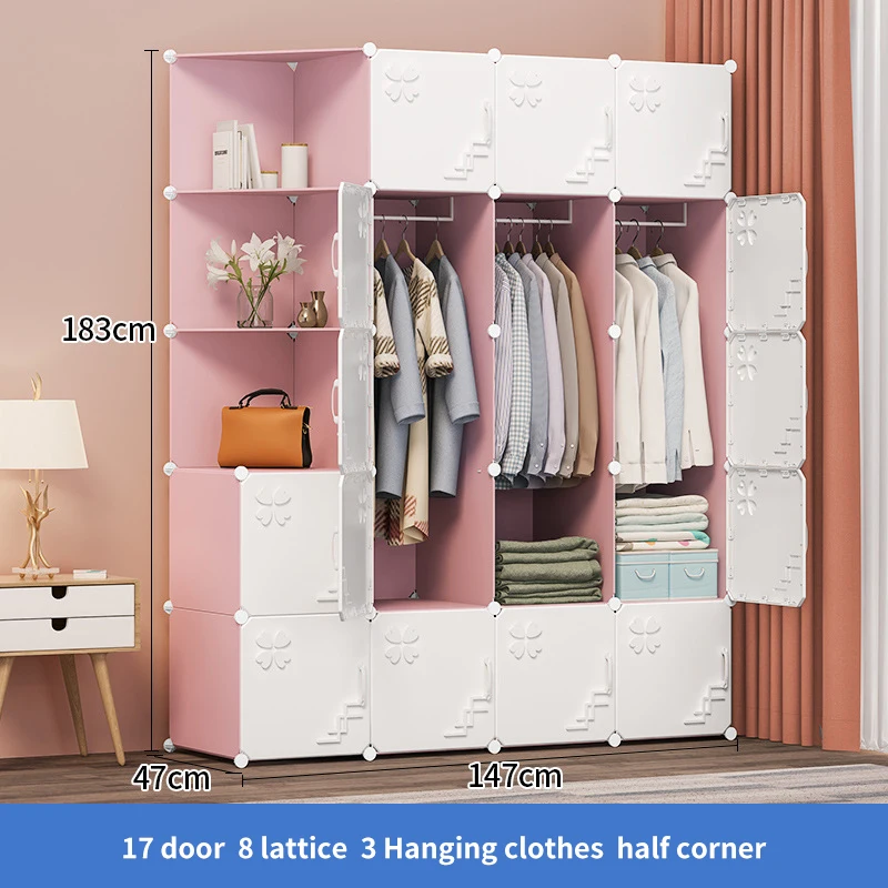 Armadio Componibile Moderno per Casa, Montaggio Semplice, Pieghevole, Combinazione Fai-da-te, Porta in Plastica Portatile - immagine 3