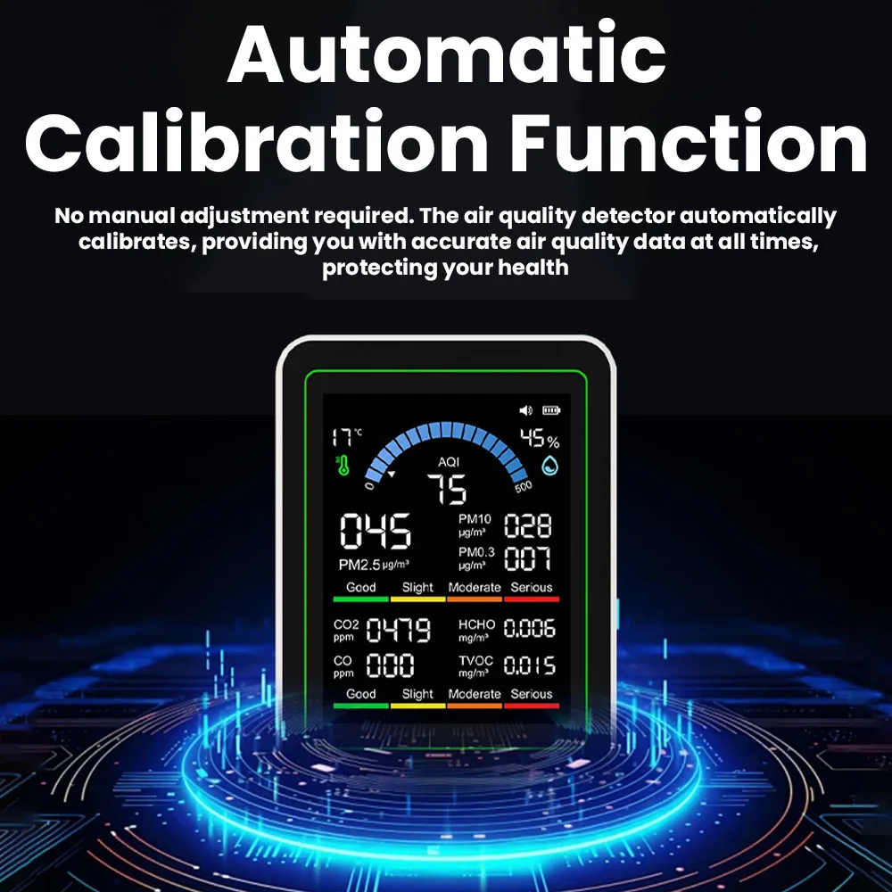 home Newly upgraded 10-in-1 air detector with 24-hour battery life PM2.5 formaldehyde TVOC temperature and humidity CO2 detector