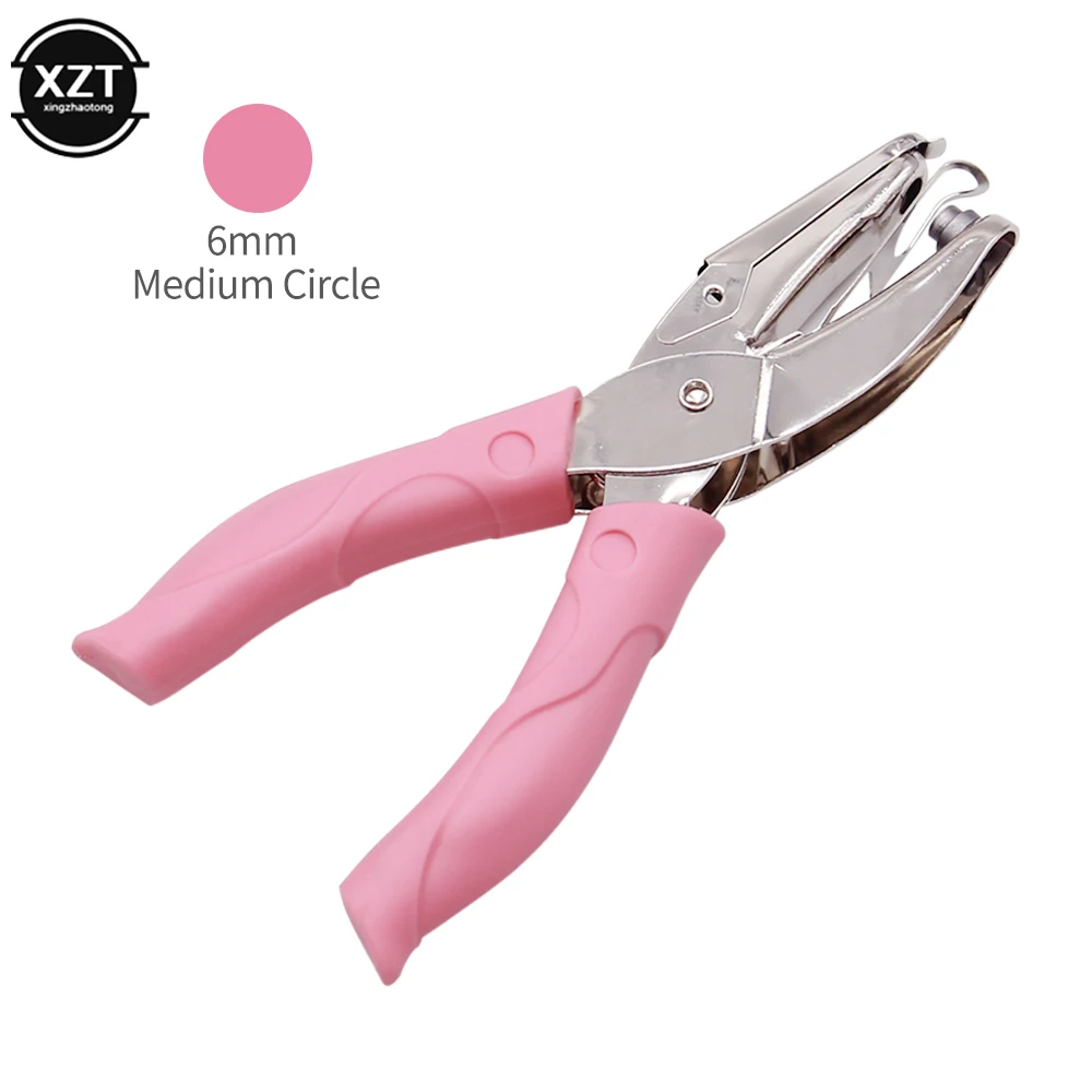 Hole Puncher Manual Plastic Sleeve Round Hole Small Hole Puncher Manual A4  Paper File Loose-leaf Puncher1pcs-pink