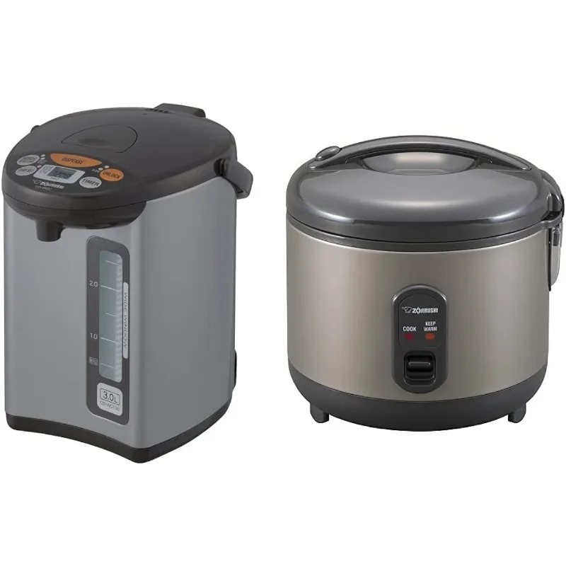 

Zojirushi CD-WCC30 Micom Water Boiler & Warmer, Silver & NS-RPC10HM Rice Cooker and Warmer, 5.5-Cup (Uncooked), Metallic Gray