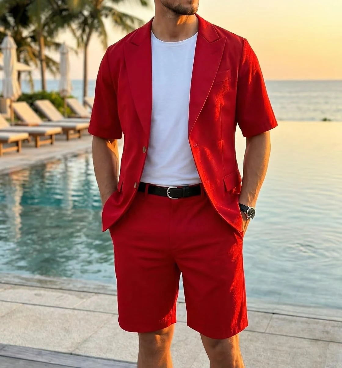 Ensemble de costume d'été pour homme à manches courtes