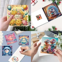 6-Piece/Set DIY Diamond Painting Birthday Card Set, Featuring Unique Flower, Bird, and Pattern Designs, Rhinestone Diamond Paint 4