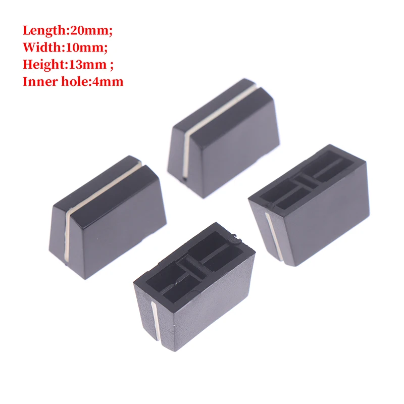 

5pcs/lot 20x10x13mm mixer fader knob Mixer volume fader cap straight slide potentiometer push key cap inner hole 4MM Plastic Cap