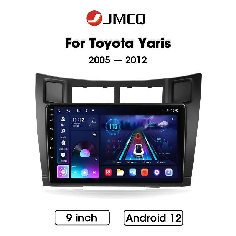 

JMCQ Car Radio For Toyota Yaris 2005 2006 2007 2008 2009 2010 2011 2012 2din Android12 Carplay Multimidia Video Player Head Unit