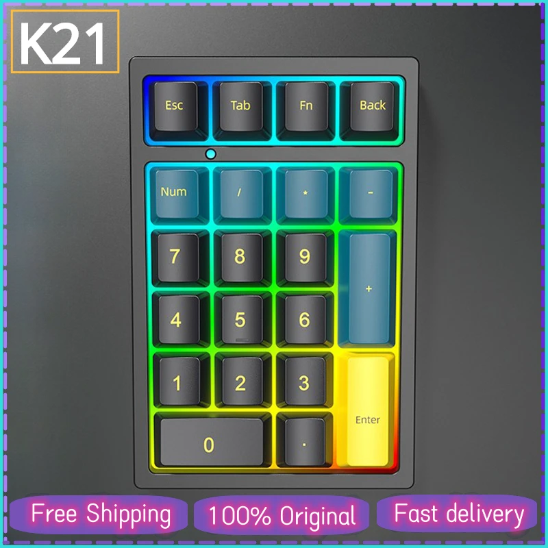 

Original K21 Three-mode Mechanical Keyboard Flagship Model Wireless Bluetooth Three-mode RGB Backlight Ergonomics Numeric Keypad