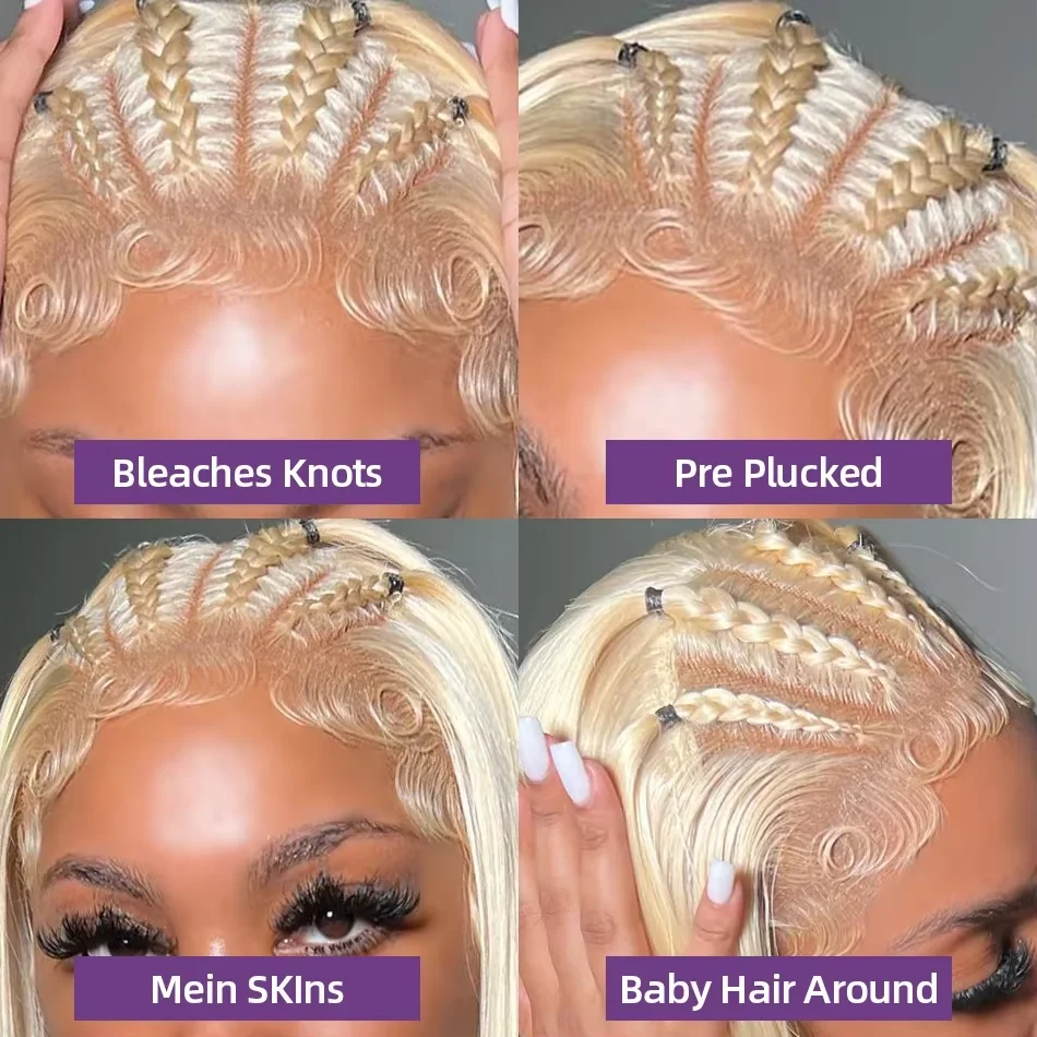613 Honigblonde Glatte Lace Front Perücke Echthaar-Perücken 13x6 HD Lace Wig Brasilianisches Echthaar 13x4 Lace Front Echthaar-Perücke – Detail 10