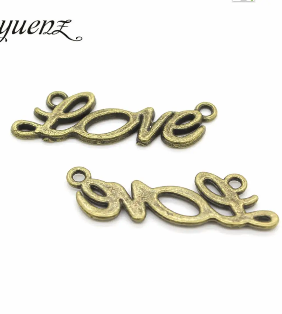 60pcs 33*10mm Antique Silver Color Love Charms For Jewelry Making F0518