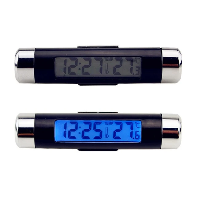 Tragbare 2 in 1 Digitale Auto LCD Uhr Temperatur Thermometer mit Clip  Elektronische Uhr Auto Digitale Zeit Uhr Blau Hintergrundbeleuchtung -  AliExpress