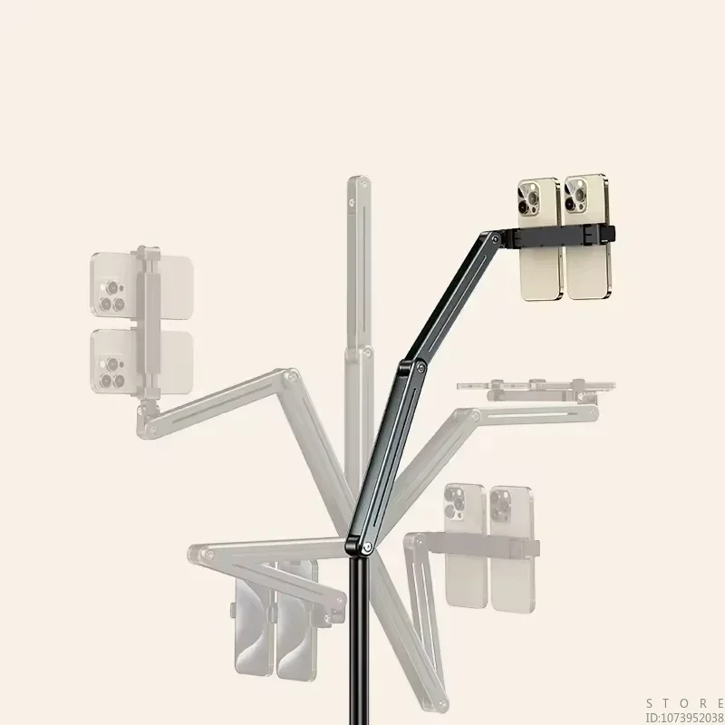 Dual Head Mobile Phone Holder for Lazy People, Suitable for Flat Bed Head, Floor Folding and Telescopic Mobile Phone Holder