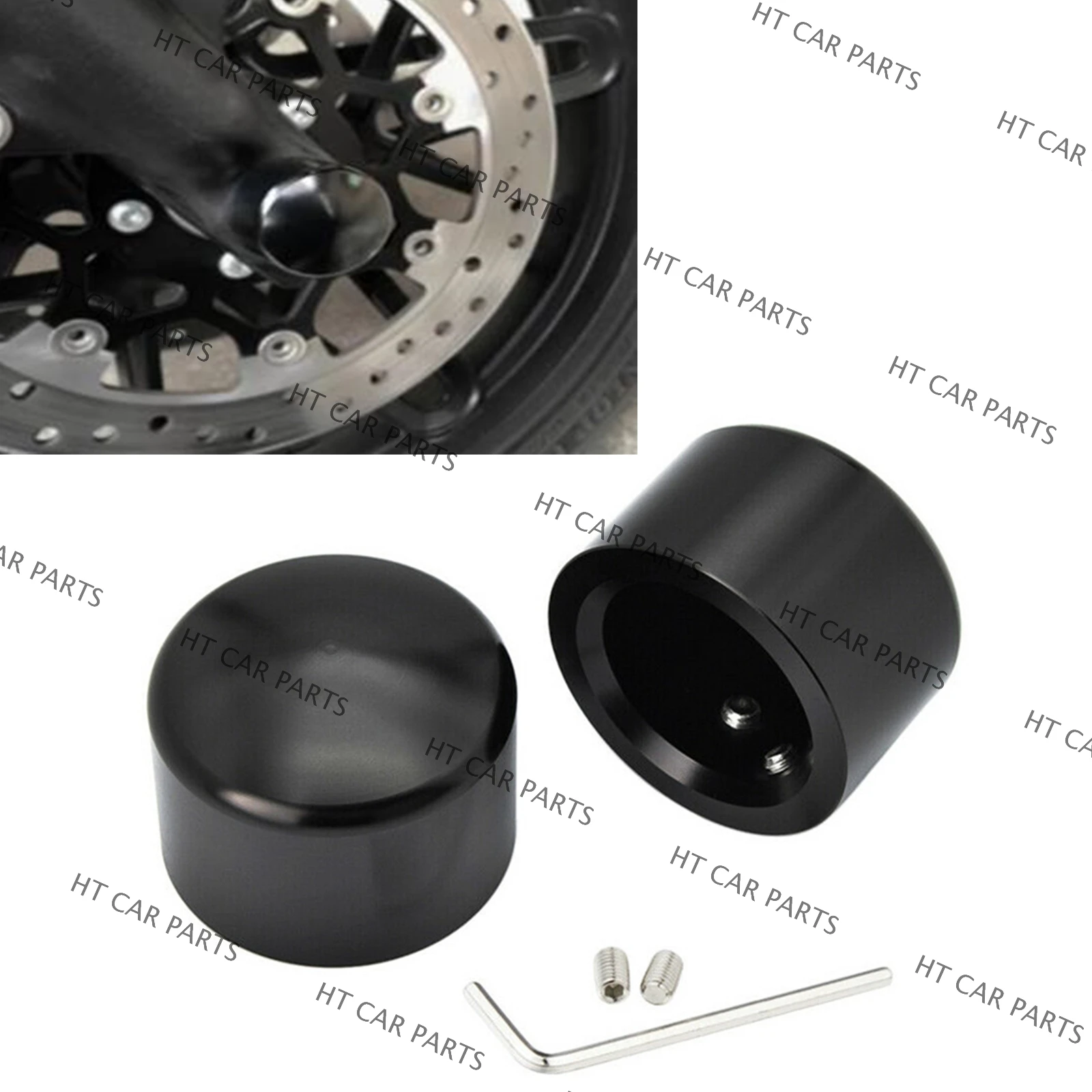 

For Harley Sportster 883 XL1200 X48 1 Pair Black of Front Wheel Axle Nut Cover Cap