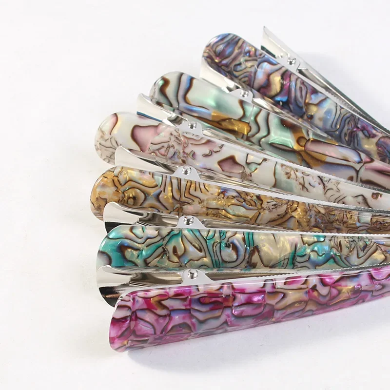 Pinzas para el cabello para mujer, pasadores de estilo japonés y coreano, cuerno Retro de Metal acrílico, rayas coloridas, accesorios para la cabeza