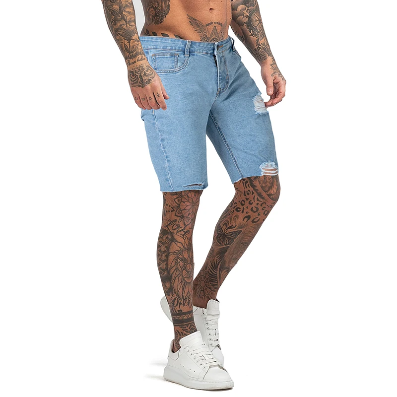 GINGTTO New Mens Denim Shorts Summer Fitness Slim Fit Style Breathable Short Jean Boardshorts Hot Sale Dropshipping dk45