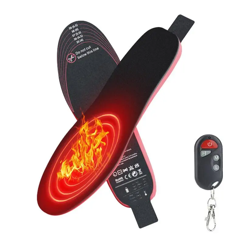 

USB Heated Shoe Insoles Remote Control Rechargeable Heated Shoes Insert Pads Winter Foot Warmer Insoles Outdoor Thermal Insoles
