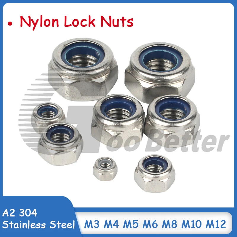

A2 304 Stainless Steel Nylon Locknuts M3(3mm) M4(4mm) M5(5mm) M6(6mm) M8(8mm) M10(10mm) M12(12mm) PITCH 0.5-1.75MM