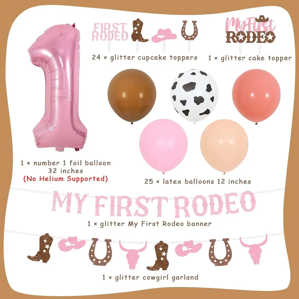 Big Dot Of Happiness Pink First Rodeo Photo Banner - Cowgirl 1st Birthday DIY Decor - View #2