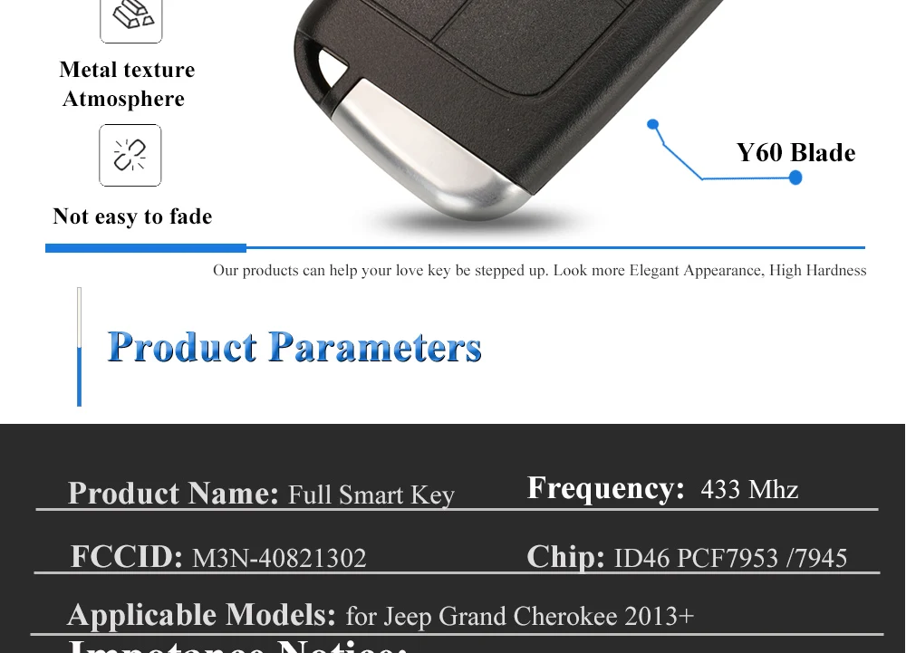Keyforkess 2/3/4/5 pulsante Smart Remote Key Fob Fob 433MHz per Jeep Grand Cherokee 2013-2020 ID46 pcf7945 7953 portachiavi auto - S62fadbbba7f54e6680e9122a78a7903be