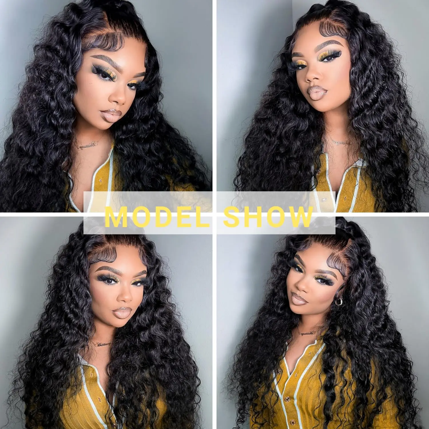250% Density 40 42 Inch Glueless Wear And Go Deep Wave 5x5 Lace Closure Wigs Human Hair 200% Density Deep Wave Wig for Women