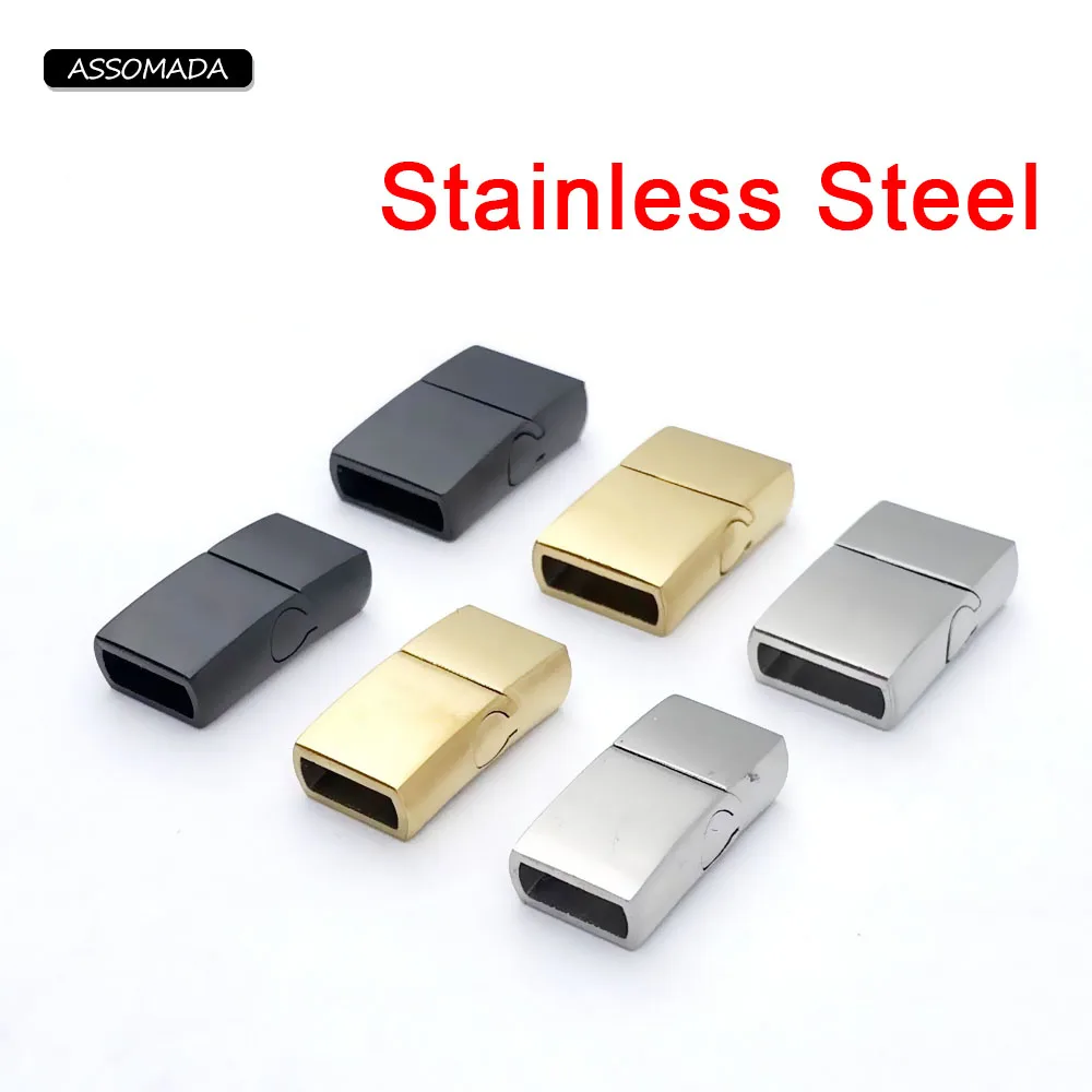 Hole 4x8mm 5x10mm 6x12mm Stainless Steel Magnetic Clasps For Bracelets Rope  DIY Leather Cord Connector Buckle Jewelry Findings