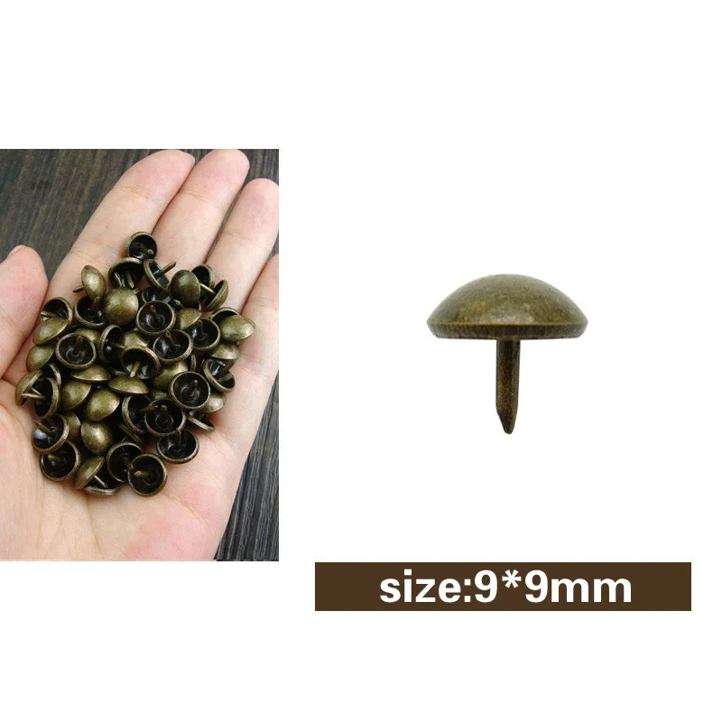 Puntine da tappezzeria in bronzo 50 pezzi gioielli per unghie in ottone antico regalo scatola per vino divano decorativo perno Pushpin Hardware per unghie