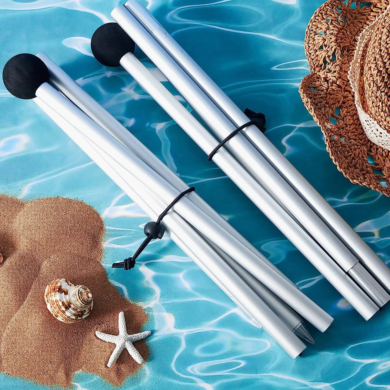 Folded Aluminum Pole for Beach Tent Shelter Tarp Replacement Poles Canopy Beach Accessories