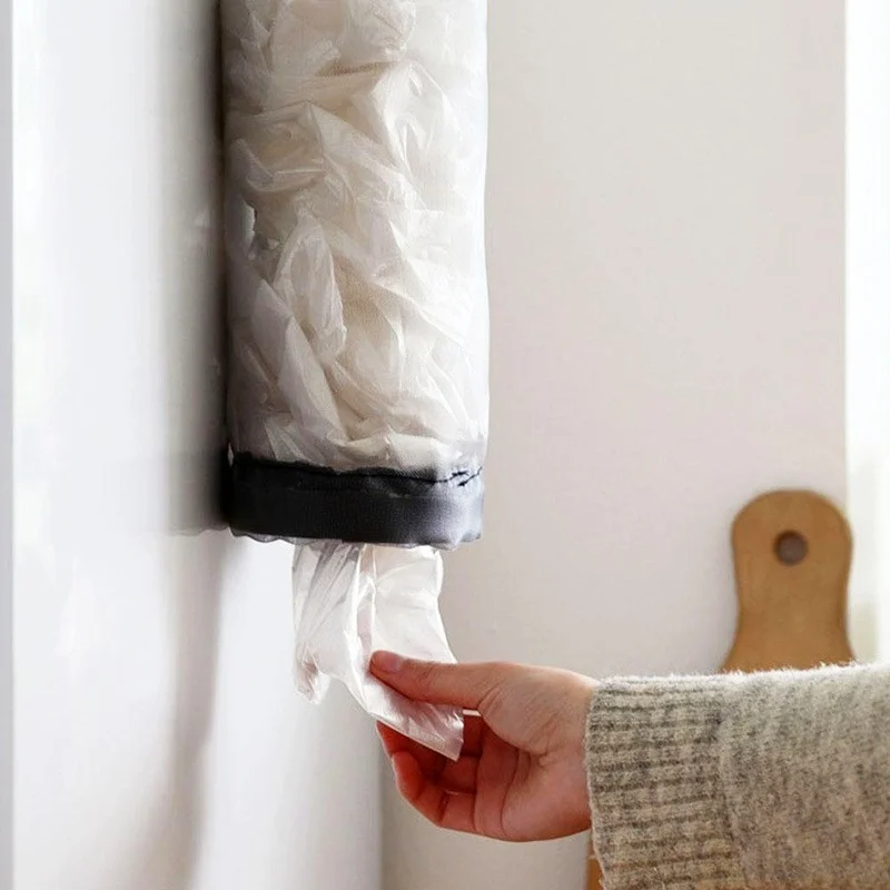 

1pcs Home Grocery Bag Holder Wall Storage Dispenser Kitchen Organizer Nylon Hanging Garbage Storage Packing Pouch Hang Bag