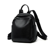 Limited Solid Women Full 100% Genuine Leather Backpacks Black Backpack Soft Skin Travel Functional Student Mochilas Mujer#SC1535 2