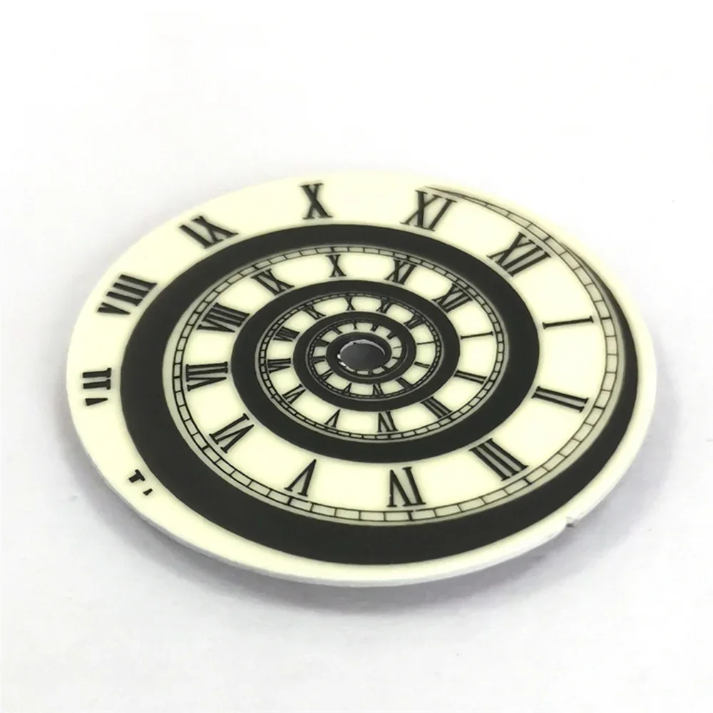 Green Luminous Roman Scale Spiral Pattern Watch Dial - 28.5MM