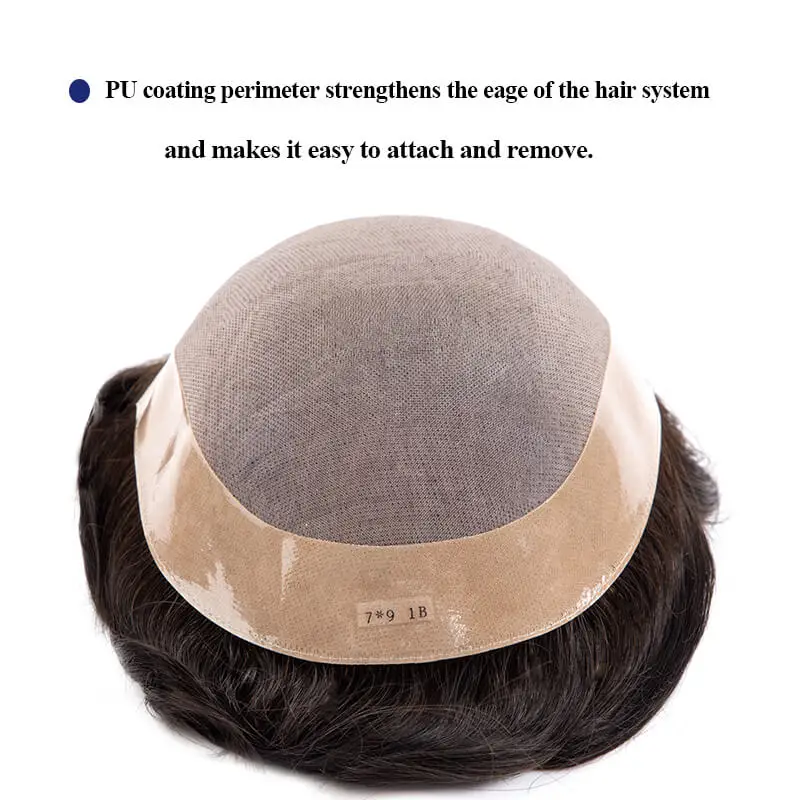 Premier Mono Toupee parrucca da uomo capelli umani naturali protesi per capelli maschili traspiranti capillare 6 