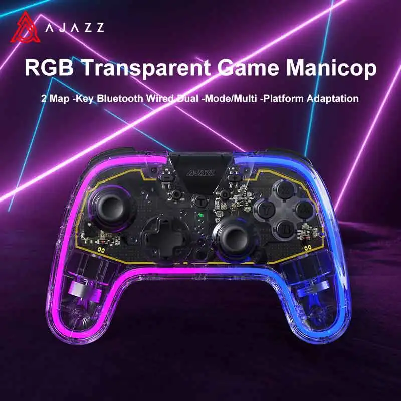 AjazzAG190RGBTransparentBluetoothWirelessGamepadVibrationGame