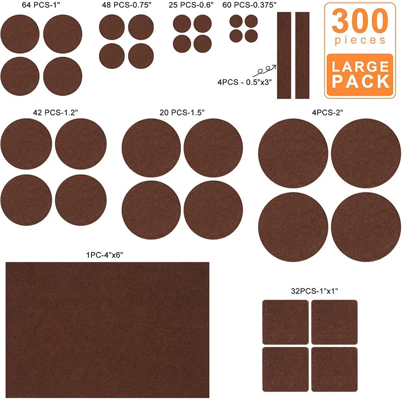 Premium Felt Furniture Pads – 300PCS Value Pack