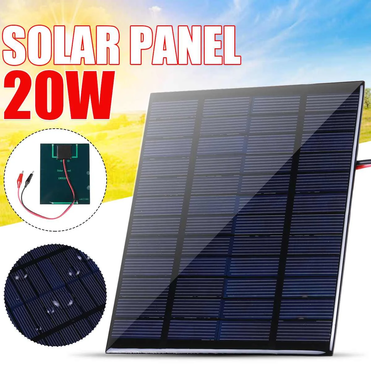 Tanio Panel słoneczny 20W 12V silikonowe polikrystaliczne ogniwo