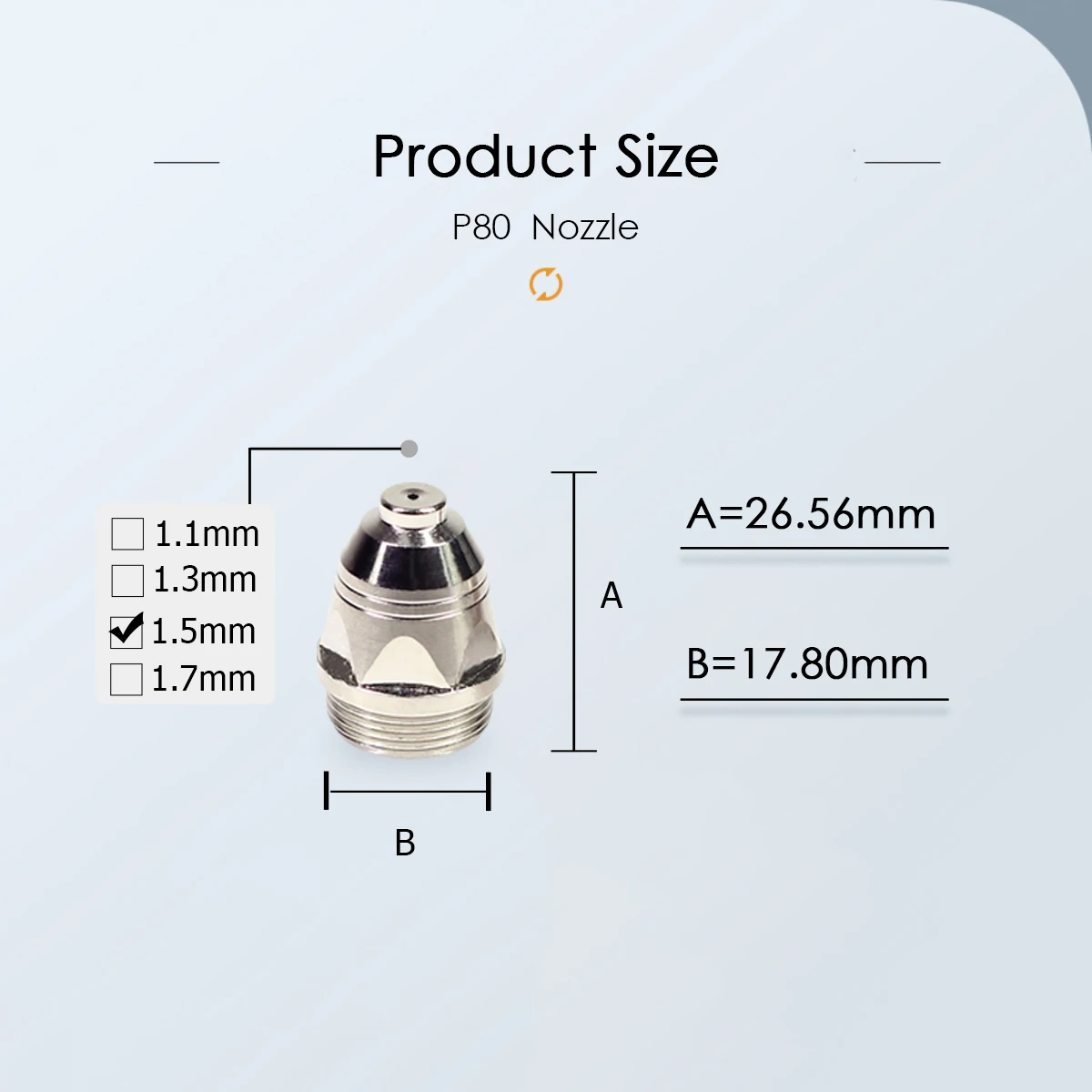 P80 Plasma Cutting Electrode Nozzle Tip 1.5mm  80A for P-80 CNC Plasma Cutting Torch Consumable PKG/10