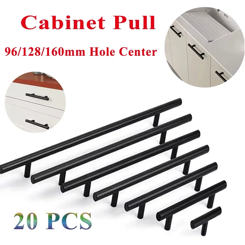 20แพ็คดึงตู้Matteสีดําสแตนเลสสตีลลิ้นชักดึงตู้จับ96/128/160มม.รูกลางเจาะ 1