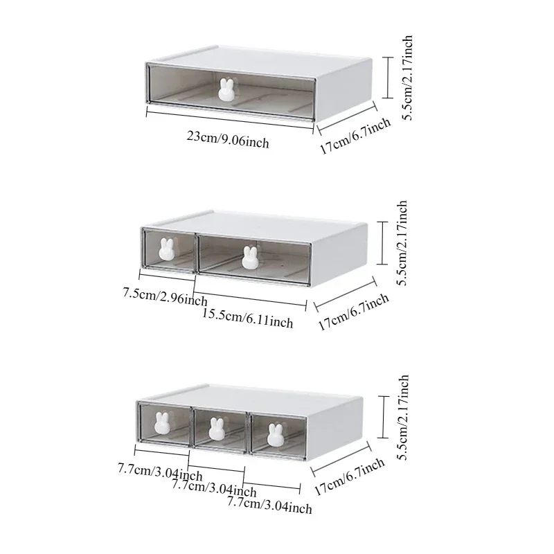 1PC White Plastic Stackable Desktop Drawer Organizer, Multi-Functional Storage Box for Office, Home, and Classroom