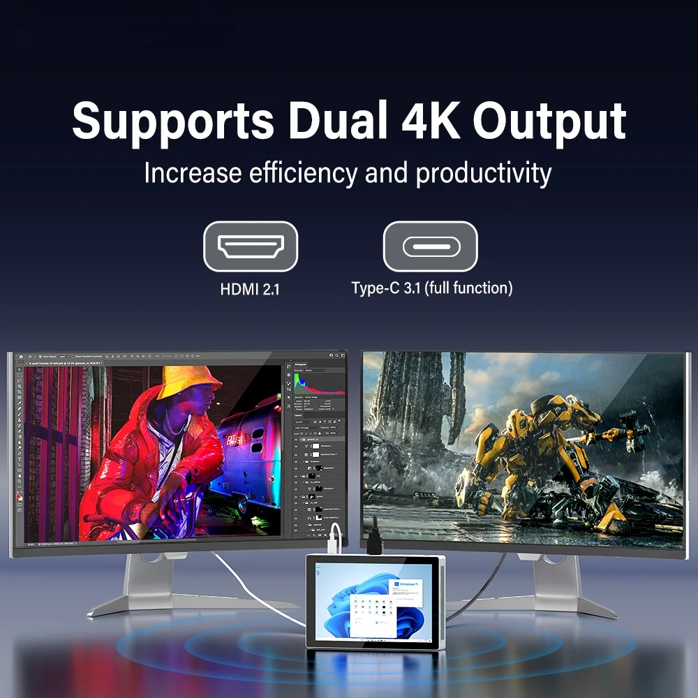 히골 F9B 프로 7인치 미니 PC 인텔 N95 윈도우 11 WiFi5 16G 512G 5000mAh 듀얼 2.5G LAN SIM 슬롯 노트북 데스크탑 PC 미니 컴퓨터