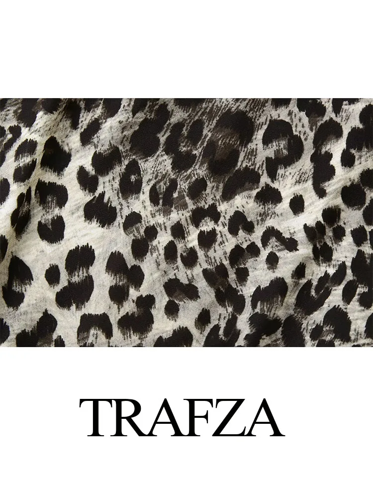 TRAFZA 여성용 우아한 시크 레오파드 무늬 슬림 바디수트, 섹시한 민소매 백리스 슬링 점프수트, 여름 신상 패션